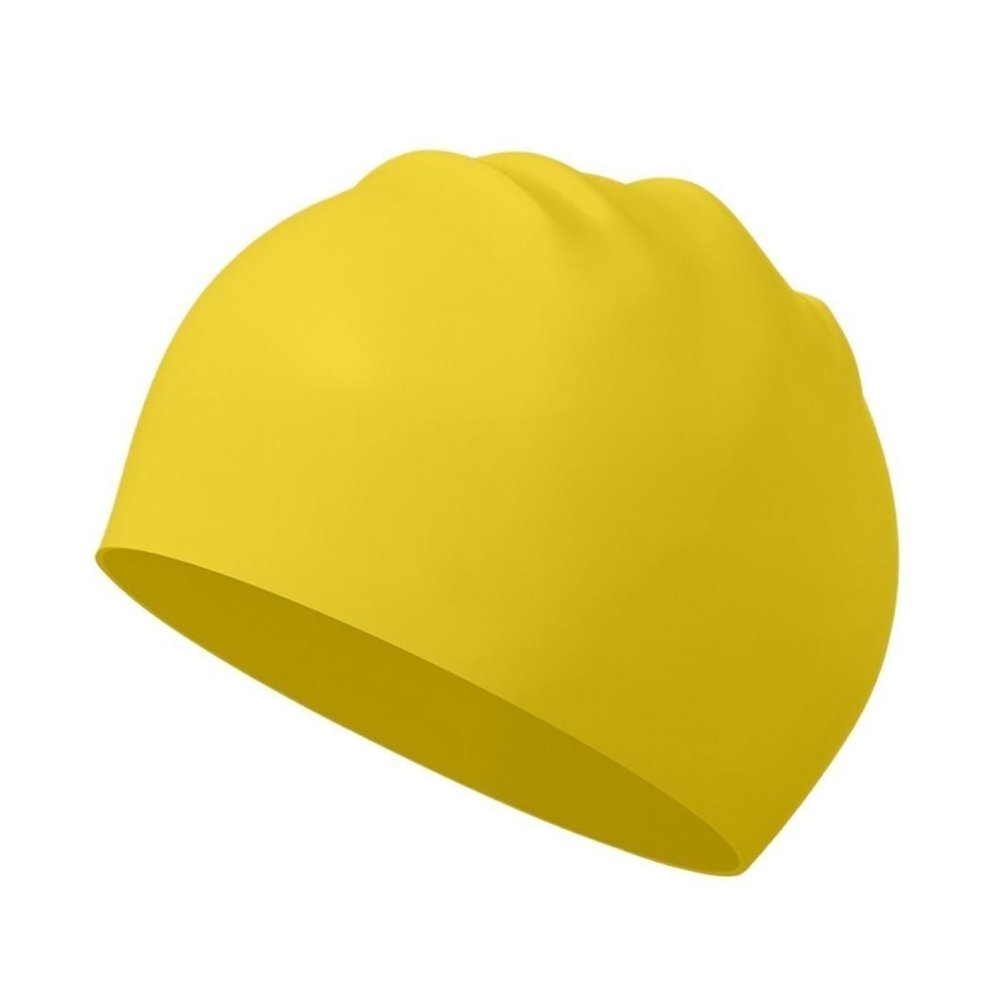 JCUIYyo Pool Solid Color Silicone Ears Long Hair Large Swim Caps Silicone Swimming Caps High Elastic Diving Hat Bathing(Yellow), 22.5*19 cm