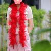 MAOFENG Chandelle Turkey Feather Boa 1.64 Yards 30g for Halloween Dancing Wedding Party DIY Craft Costume Decoration Feather Boa,Red view 2