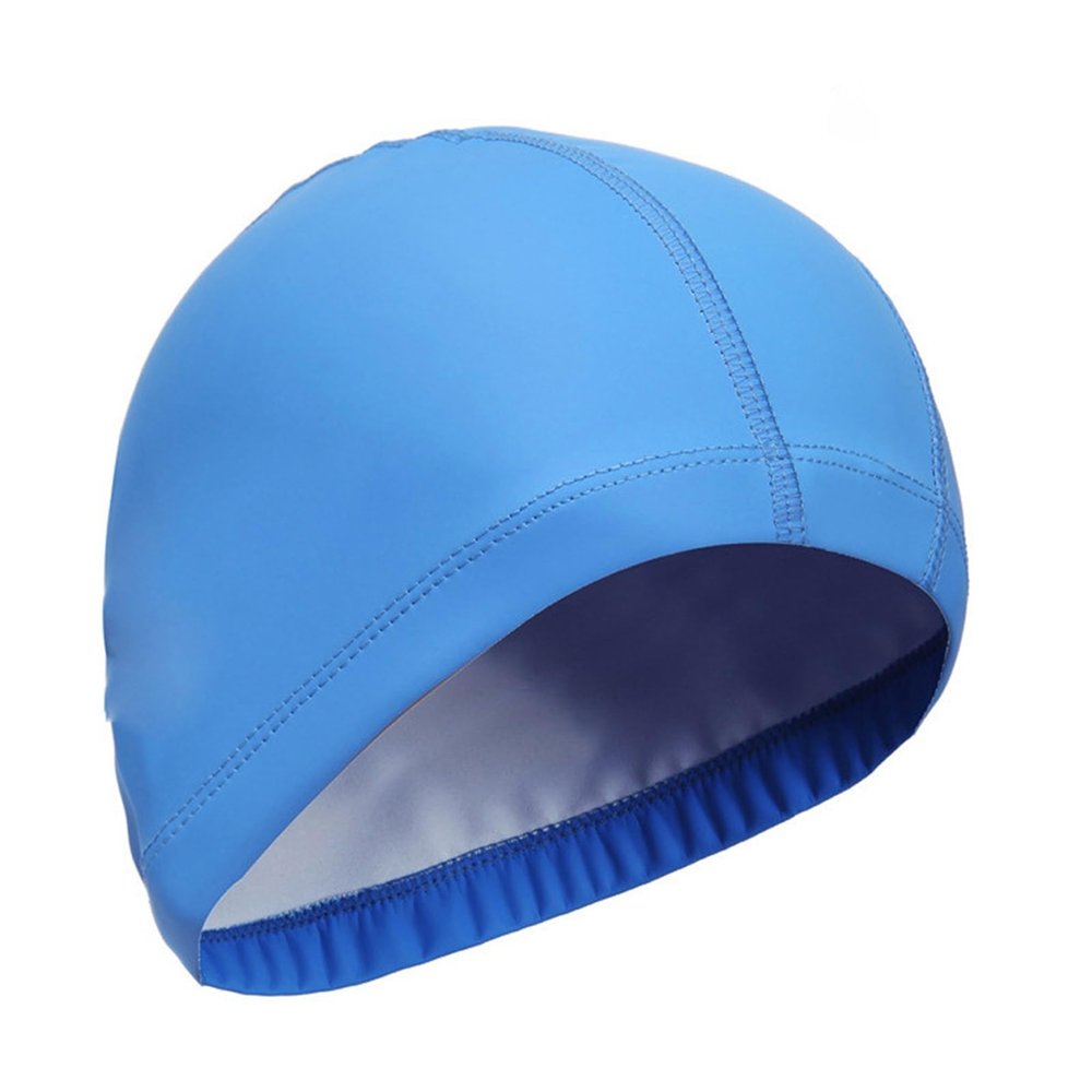 JCUIYyo Elastic Waterproof PU Ears Long Hair Sports Swim Pool SPA Hat Swimming Cap for Men Women Adults(Blue)