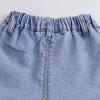 NineFit Basics Toddler Baby Girls Embroidered Flower Ruffle Denim Shorts Fashion Elastic Waist Jean Shorts Summer (Blue, 12-18 Months) view 4
