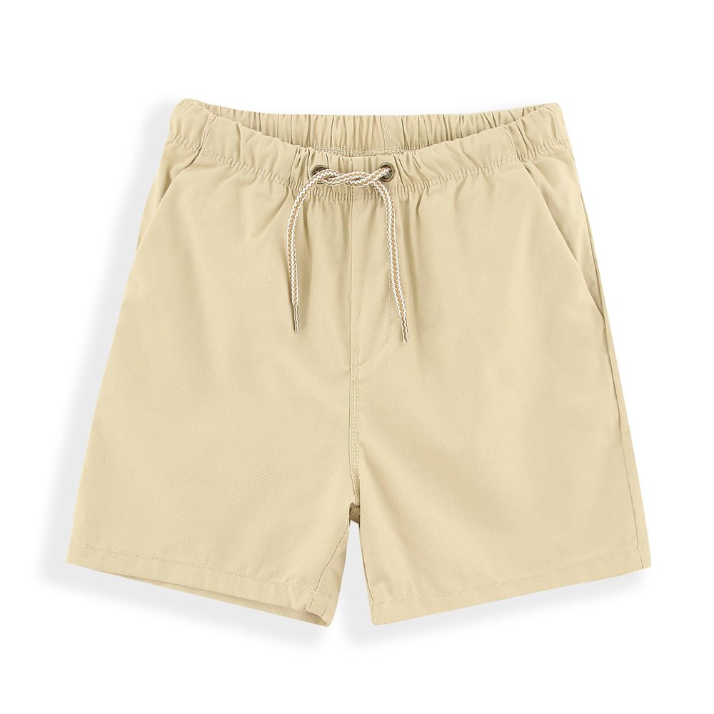 GLEAMING GRAIN Toddler Boys Shorts Cotton Shorts with Drawstring Casual Elastic Waist Shorts for Boys or Girls 2-7 Years Khaki
