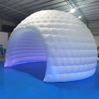 Striking Inflatable Igloo Dome Tent with Led Strips & Big Opening Outdoor Portable Nightclub Disco Igloo Party Wedding House White Oxford Air Marquee for Events (26.2Ft 8m D)