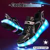 KSYVUCRD Kids Roller Skating Shoes LED Glow USB Charging Scalable Four Wheel Shoes Suitable for Roller Skating Beginner Boys Girls Birthday Gift,Black Big Kid Size 5.5 view 3