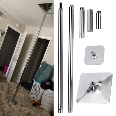 Spinning Pole Portable Removable Household Stripper Pole Rotating Dance Pole, Spinning Static Dancing Pole for Home Apartment Bedroom Carpet Hardwood Floor, 2.2m-3.8m Adjustable Height Stainless Steel