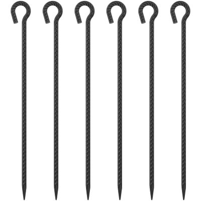 Rebar Stakes 24 Inch with Loop (Set of 6) | 1/2 Inch Thick Tree Stakes and Supports, Steel Tarp Pegs, Camping Tent Ground Anchors | Create Rope Border, Fence, Pathway | for 1.18" Diameter Rope (Black)