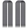 Trampoline Anchors 18 Inch, 1/2 Inch Diameter U Shaped Wind Stakes Heavy Duty Rebar Tent Stakes Chain Link Fence Spikes for Swing Set Soccer Goal Black Coated (8 Pack) view 1