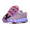 KSYVUCRD Kids Roller Skating Shoes LED Glow USB Charging Scalable Four Wheel Shoes Suitable for Roller Skating Beginner Boys Girls Birthday Gift,Pink Little Kid Size 13 view 1