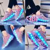 KSYVUCRD Kids Roller Skating Shoes LED Glow USB Charging Scalable Four Wheel Shoes Suitable for Roller Skating Beginner Boys Girls Birthday Gift,Pink Little Kid Size 13 view 2