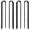 24 Inch Trampoline Stakes High Wind, 3/8 Inch Diameter Rebar Tent Anchors 8 Pack Heavy Duty U Stakes for Ground, Chain Link Fence, Swing Set, Soccer Goal (Black) view 1