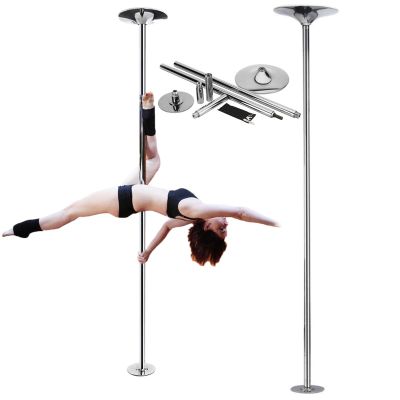 Dance Pole Portable Dancing Pole Dancing Poles for Home Apartment, 7-9 Ft Adjustable Spinning Static Dance Pole Chrome Heavy Duty Stripper Poles/Bars Portable Ceiling to Floor Mount Stage Pole, Profes