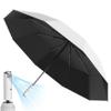 Jeorywoet Umbrella with Fan 3 Speeds Sun Protection Rain-Resistant Summer Umbrella Automatic Stable Triple-Fold Sturdy USB Rechargeable Portable Cooling Umbrella for Beach, Outdoor Activity (Grey)