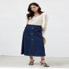 NineFit Basics Women's Long Buttoned Denim Skirt with Pockets (US, Alpha, X-Large, Regular, Long, Dark Blue) view 2