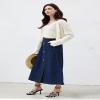 NineFit Basics Women's Long Buttoned Denim Skirt with Pockets (US, Alpha, X-Large, Regular, Long, Dark Blue) view 4