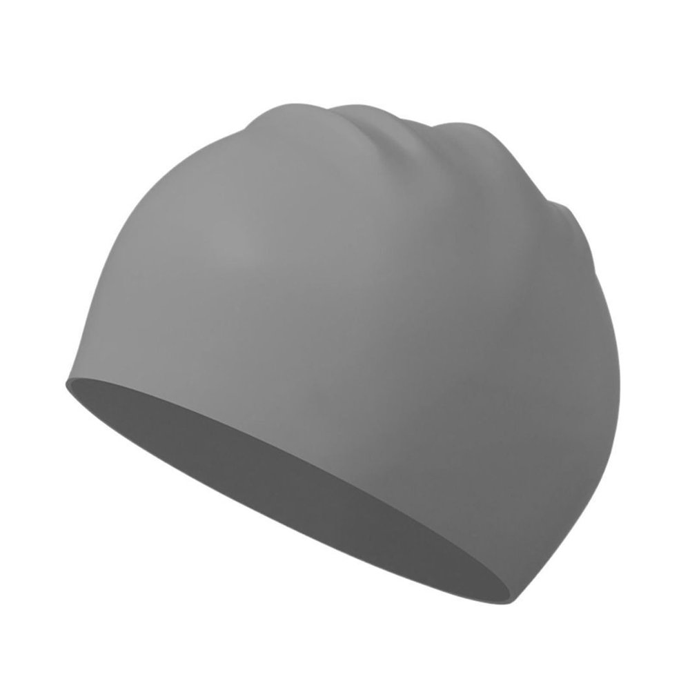 JCUIYyo Pool Solid Color Silicone Ears Long Hair Large Swim Caps Silicone Swimming Caps High Elastic Diving Hat Bathing(Gray)