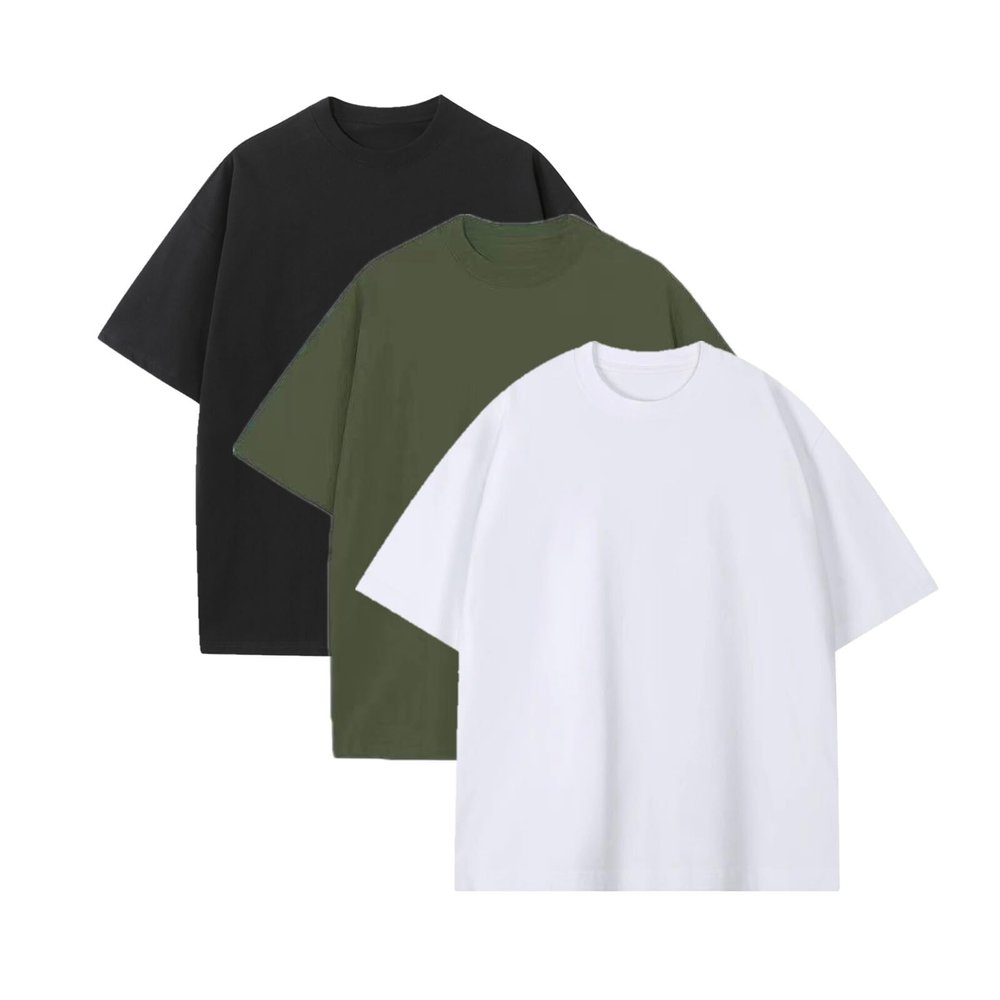 Men's Oversized Cotton T-Shirts Drop Shoulder Shirts Crew Neck Solid Casual T Shirt Short Sleeve Basic Tee