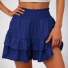 Lastesso Womens Shorts Dressy Casual Shorts for Women Trendy Cute Flowy Dance Shorts Ruched High Waisted Summer Vacation Shorts Comfy Cotton Short Pants view 2