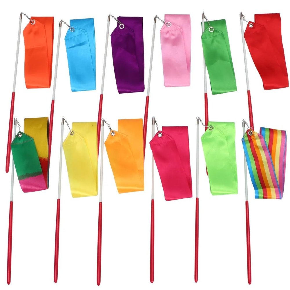 YMXHYC Dance Ribbons 8 Pcs Suit Streamers Gym Ribbon Scarfs Dance Pole Kits Stick Ribbons Wand