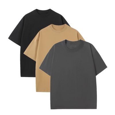 Men's Oversized Cotton T-Shirts Drop Shoulder Shirts Crew Neck Solid Casual T Shirt Short Sleeve Basic Tee