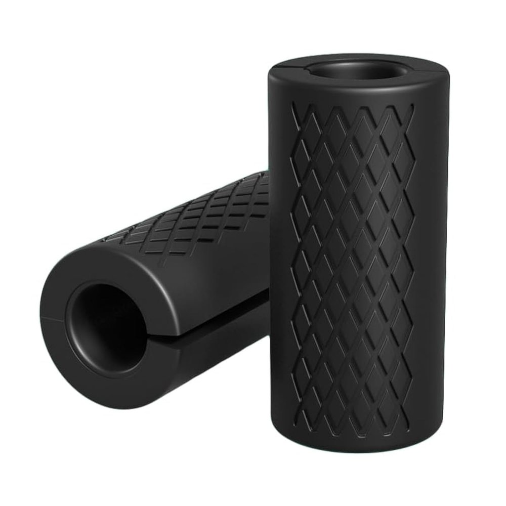 YCYU Dumbbell Grips Anti-slip Rubber Barbell Shoulder Pads Powerlifting Fat Hand Grips, Weightlifting Bodybuilding Home Workout (Black)
