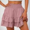 Lastesso Board Shorts Women Shorts for Women Trendy Cute Flowy Dance Shorts Ruched High Waisted Summer Vacation Shorts Comfy Cotton Short Pants view 2