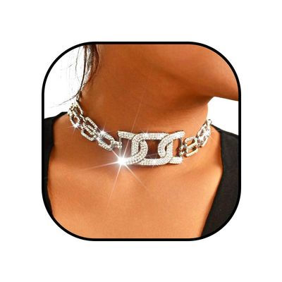 ACEDRE Rhinestone Choker Necklace Jewelry Silver Sparkly Crystal Necklaces Chain Diamond Party Prom Neck Accessories for Women