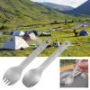 Psdndeww Versatile Cutlery Titanium Long Handle Spork Spoon Travel Picnic Tableware Metal Spork for Camping and Picnics Camping Backpacking Gear view 2