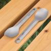 Psdndeww Versatile Cutlery Titanium Long Handle Spork Spoon Travel Picnic Tableware Metal Spork for Camping and Picnics Camping Backpacking Gear view 4