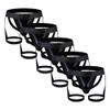 JEsilunmaMY Mens Leather Jockstrap with Garter Low Rise Bulge Pouch G-String Thongs Hollow Out Athletic Supporters Underpants (Black-5PC,Large)