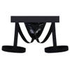 JEsilunmaMY Mens Leather Jockstrap with Garter Low Rise Bulge Pouch G-String Thongs Hollow Out Athletic Supporters Underpants (Black-5PC,Large) view 2