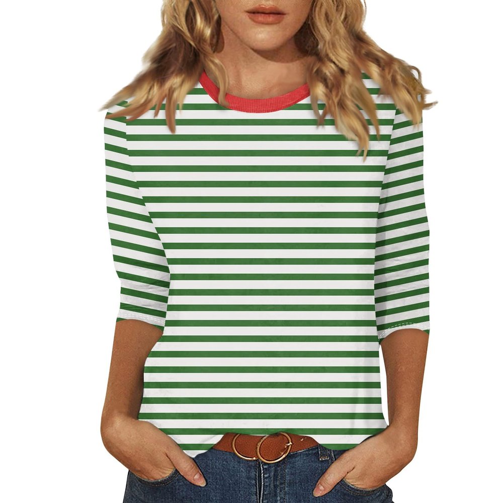 3/4 Sleeve Tunic Tops Womens Cotton Tops Mint Green Shirts Business Casual Tops for Women Cotton Shirts for Women Loose Fit Women's Blouse Staple Tees for Women 3 Pack