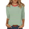 3/4 Sleeve Tunic Tops Womens Cotton Tops Mint Green Shirts Business Casual Tops for Women Cotton Shirts for Women Loose Fit Women's Blouse Staple Tees for Women 3 Pack view 1