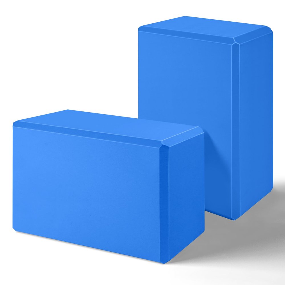 2026 Biguphate 2 Pack 3x6x9IN EVA Foam Yoga Block Supportive Latex-Free, Non-Slip Exercise Blocks for Pilates, Meditation, Balance, Stretching and Deep Poses (Blue)