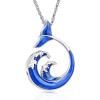 AIWENXI Ocean wave Urn Necklaces for Ashes Cremation Jewelry Whale Tail Stainless Steel Urns Necklaces Pendant Waves Memorial Locket Keepsakes Jewelry for Men Women view 1