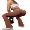 SEASUM Cargo Yoga Flare Leggings for Women Flap Pockets Butt Lifting Workout Gym Contrast Stitching Bootcut Casual Pants Imitation Jeans Khaki L view 4