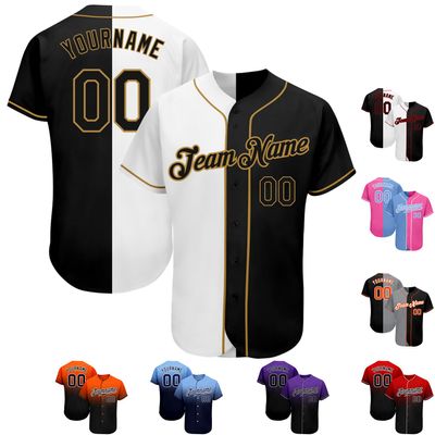 Custom Baseball Jerseys Black White Gold for Men Women Youth Boys, Personalized Casual Sports Button Down Short Sleeve Softball Shirts, Design Team Jerseys with Stitched Your Own Name/Number/Logo