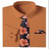 Cromoncent Men's Stylish Business Dress Shirt and Tie Combo,Long Sleeve,Stretchable,Trendy Designs,Breathable,Orange Lower,L view 1