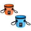 TopHomer Collapsible Bucket with Handle Portable Camping Bucket 12L Outdoor Fishing Water Folding Bucket for RVing, Camping, Hiking, Boating, Backpacking(Light Blue and Orange) view 1