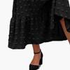 NineFit Basics Women's Polka Dots Long Sleeve V Neck Dresses Button Down Vintage Boho Maxi Dress Stretchy Waist Ruffle Beach Dress (Small,Black) view 4