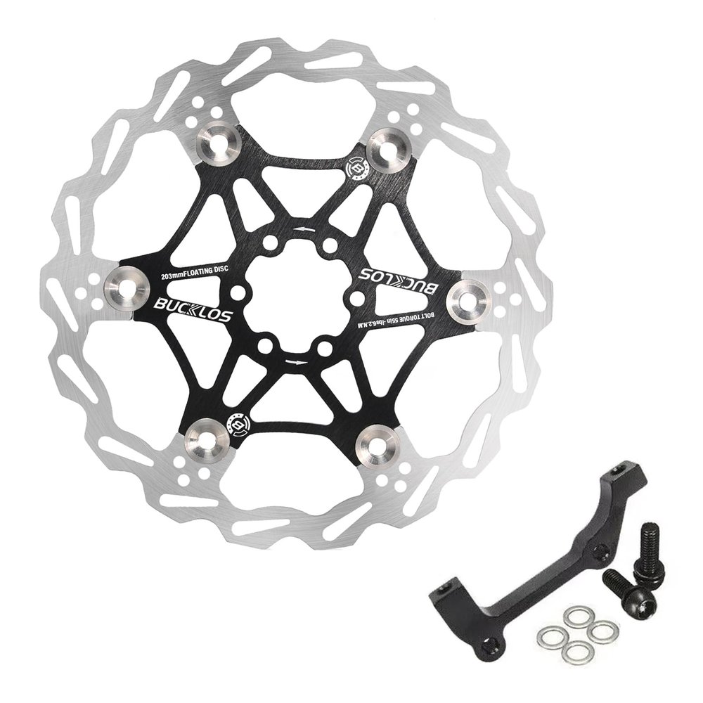 BUCKLOS is Front 203mm Disc Brake Caliper Mount Adapter Gear Parts Accessories with 203mm Floating Disc Brake Rotor with 6 Bolts