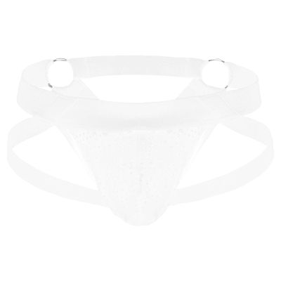 JEsilunmaMY Men's Mesh Jockstrap Underwear Low Rise Breathable Supporter Jock Straps Hollow Out Pouch Underpants Thong (White-1PC,XX-Large)