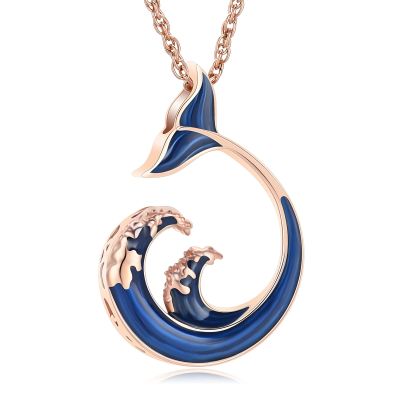 AIWENXI Ocean wave Urn Necklaces for Ashes Cremation Jewelry Whale Tail Stainless Steel Urns Necklaces Pendant Waves Memorial Locket Keepsakes Jewelry for Men Women