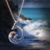 AIWENXI Ocean wave Urn Necklaces for Ashes Cremation Jewelry Whale Tail Stainless Steel Urns Necklaces Pendant Waves Memorial Locket Keepsakes Jewelry for Men Women view 3