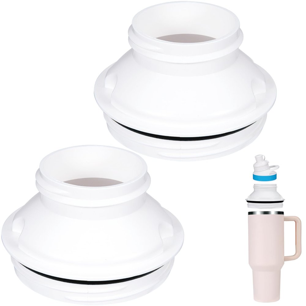 Water Bottle Adapter for Stanley 40oz Quencher Tumbler to Cirkul, Lid Cap Converter Accessories, BPA Free Plastic, Food Grade Silicone Gasket Leakproof (for 40oz-White-2Pcs)