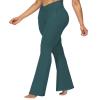 Sunzel Flare Leggings for Women with Pockets, Crossover Yoga Pants with Tummy Control, High Waisted and Wide Leg Side Pockets 32" Forest Green Small view 1