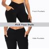 Sunzel Flare Leggings for Women with Pockets, Crossover Yoga Pants with Tummy Control, High Waisted and Wide Leg Side Pockets 32" Forest Green Small view 2