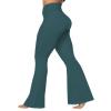 Sunzel Flare Leggings for Women with Pockets, Crossover Yoga Pants with Tummy Control, High Waisted and Wide Leg Side Pockets 32" Forest Green Small view 4