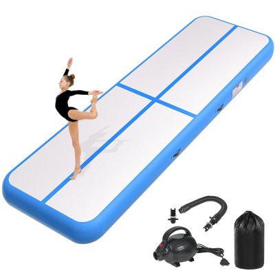 KIKILIVE Inflatable Air Gymnastics Tumbling Mat 13ft Blue, Air Tumble Track Mat 8 inches Thickness with Electric Air Pump for Home Use Training Cheerleading Yoga Water Beach Park