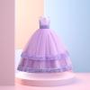 Baby Girls Princess Dress Sequins Bowknot Dress Kids Puff Sleeve Birthday Pageant Wedding Tutu Gown Dress (Purple, 6-7 Years) view 2