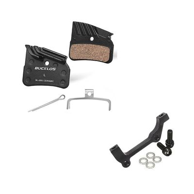 BUCKLOS is Front 203mm Disc Brake Caliper Mount Adapter Gear Parts Accessories with BL-05S 1 Pair Disc Brake Pads for Ceramic Shimano N03A N04C D02S D03S M9120 M8120 M7120