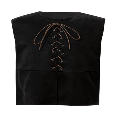 YONGHS Kids Boys Girls Gothic Suit Vest Medieval Steampunk V-Neck Sleeveless Lace-Up Dressy Waistcoat Black 12 Years